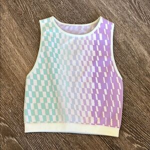 Colorful Checkered Fabletics Crop Top, XS